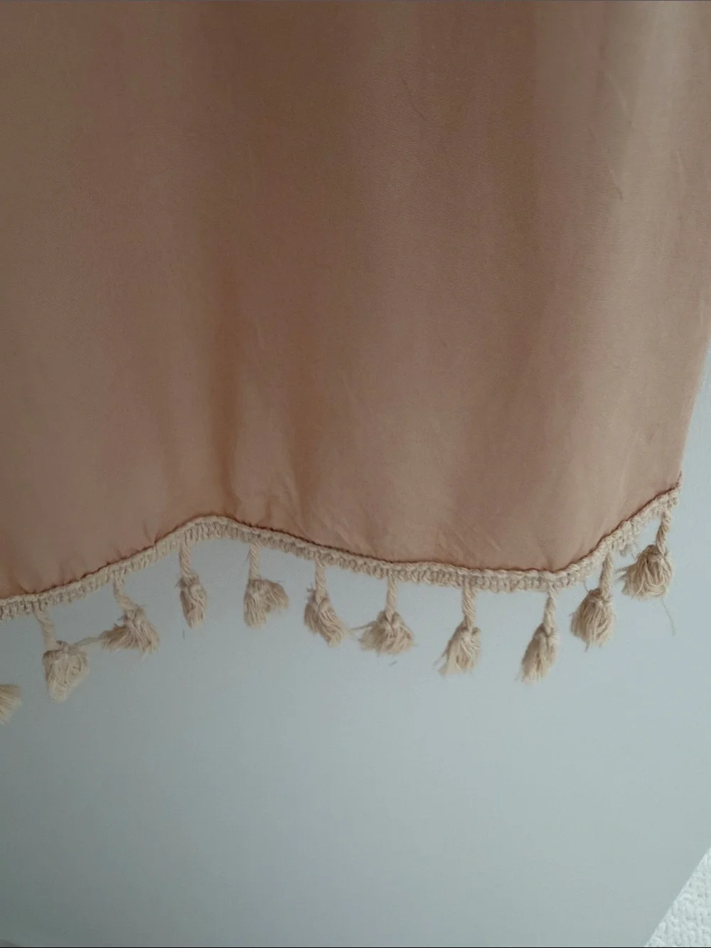 Beige‎ swim suit coverup with tassel detail
